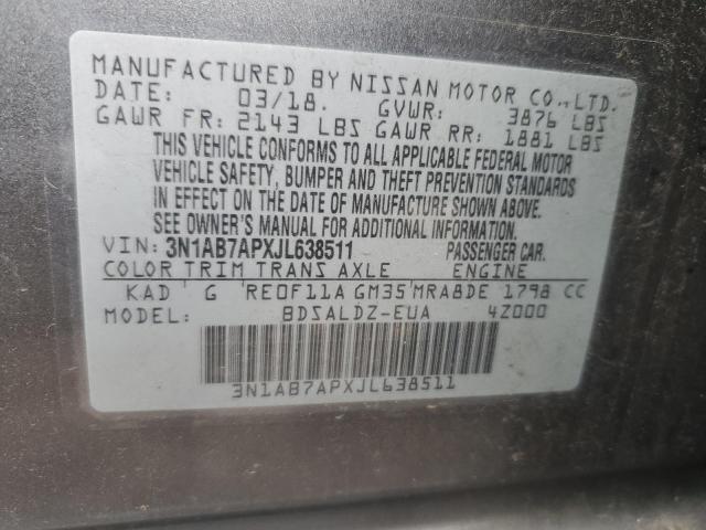 Photo 11 VIN: 3N1AB7APXJL638511 - NISSAN SENTRA S 