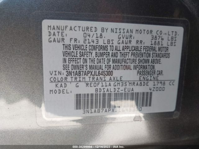 Photo 8 VIN: 3N1AB7APXJL645300 - NISSAN SENTRA 