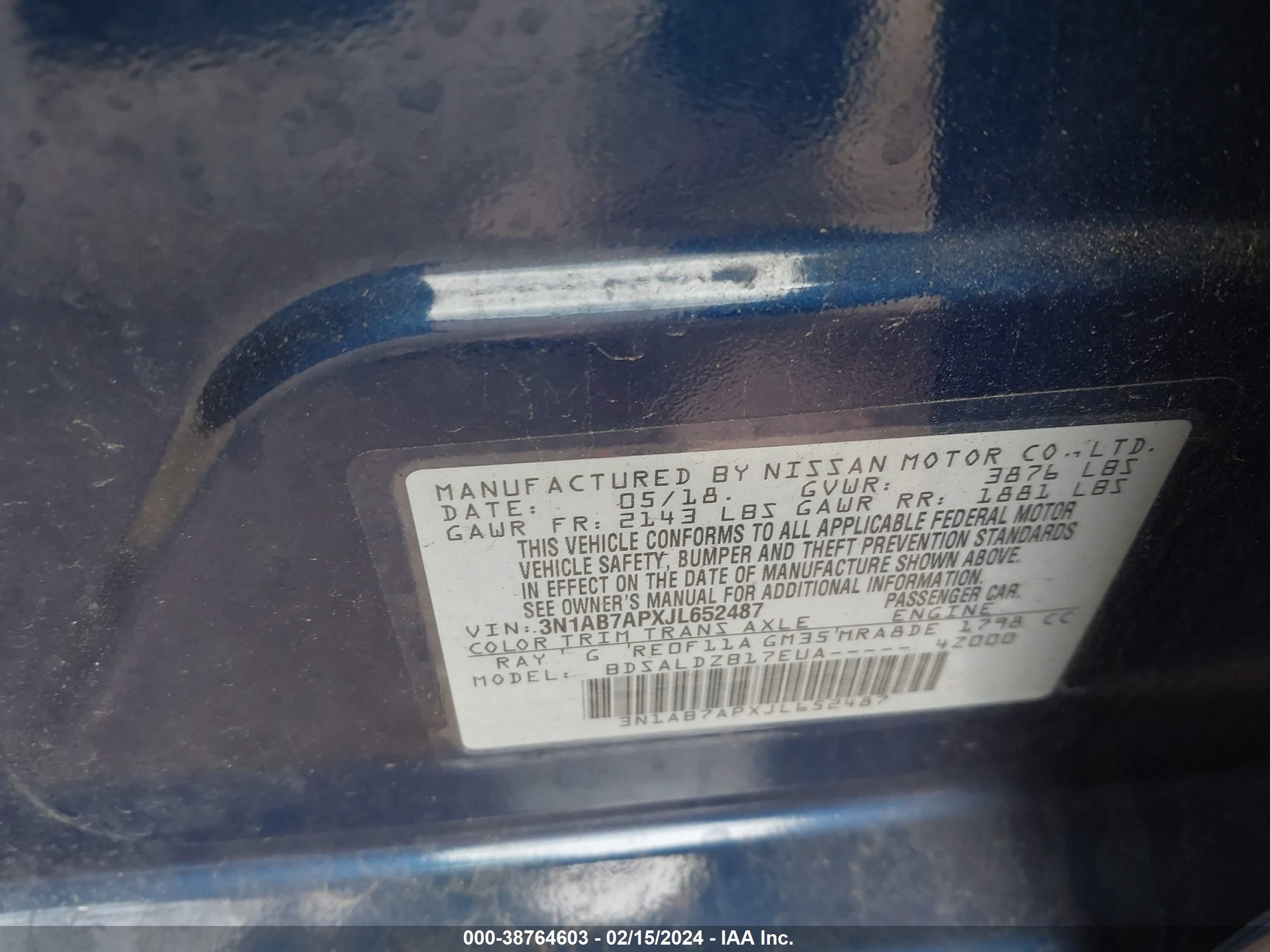 Photo 8 VIN: 3N1AB7APXJL652487 - NISSAN SENTRA 