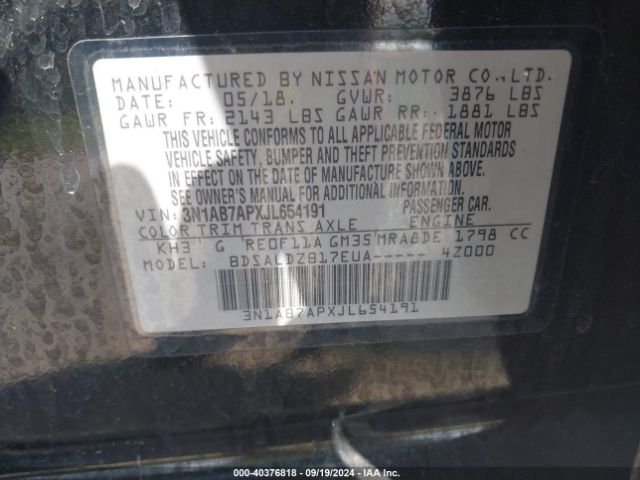 Photo 8 VIN: 3N1AB7APXJL654191 - NISSAN SENTRA 