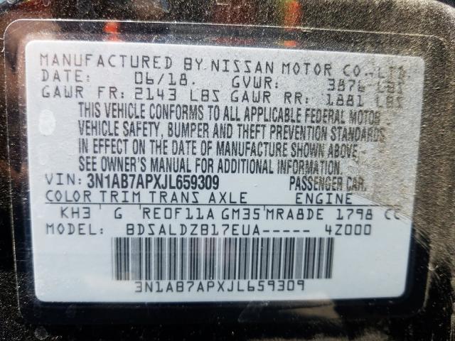 Photo 9 VIN: 3N1AB7APXJL659309 - NISSAN SENTRA S 