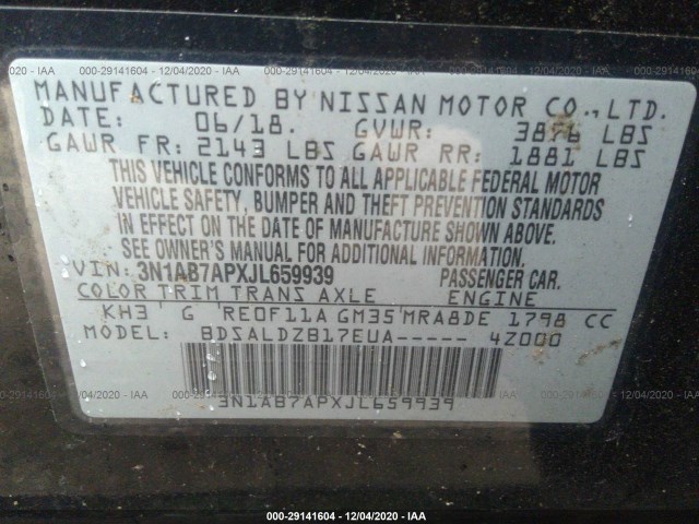 Photo 8 VIN: 3N1AB7APXJL659939 - NISSAN SENTRA 