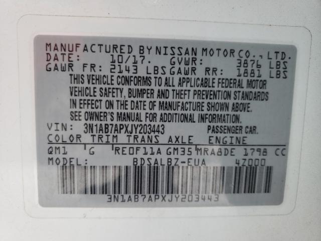 Photo 9 VIN: 3N1AB7APXJY203443 - NISSAN SENTRA S 