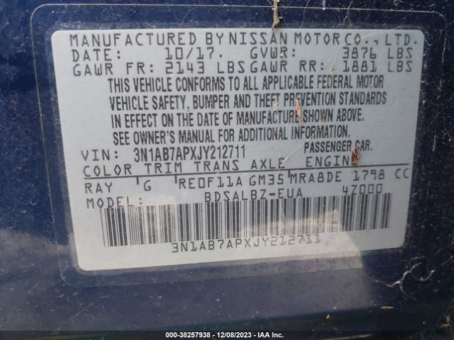 Photo 8 VIN: 3N1AB7APXJY212711 - NISSAN SENTRA 