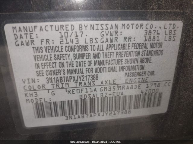 Photo 8 VIN: 3N1AB7APXJY217388 - NISSAN SENTRA 