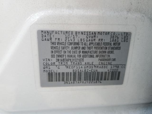 Photo 11 VIN: 3N1AB7APXJY221876 - NISSAN SENTRA S 