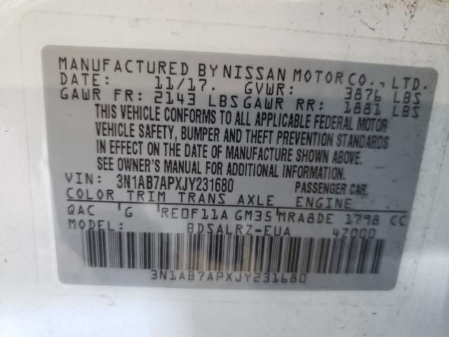 Photo 9 VIN: 3N1AB7APXJY231680 - NISSAN SENTRA S 