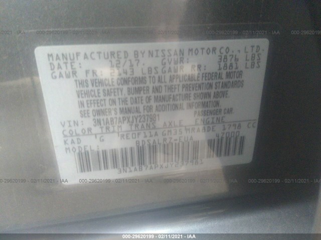 Photo 8 VIN: 3N1AB7APXJY237981 - NISSAN SENTRA 