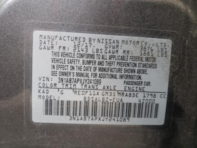 Photo 9 VIN: 3N1AB7APXJY241089 - NISSAN SENTRA S 