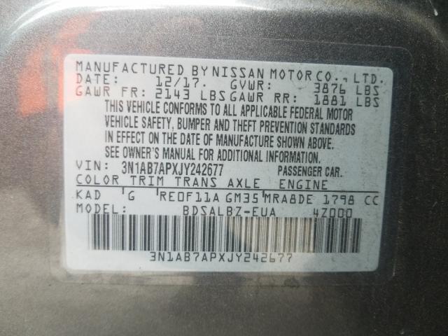 Photo 9 VIN: 3N1AB7APXJY242677 - NISSAN SENTRA S 