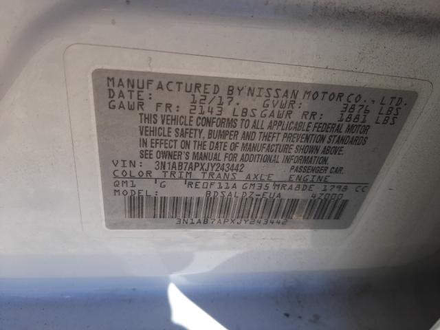 Photo 9 VIN: 3N1AB7APXJY243442 - NISSAN SENTRA S 