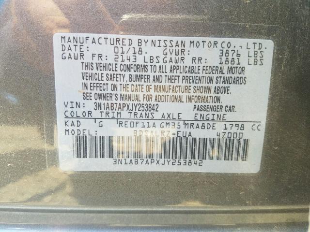 Photo 9 VIN: 3N1AB7APXJY253842 - NISSAN SENTRA 