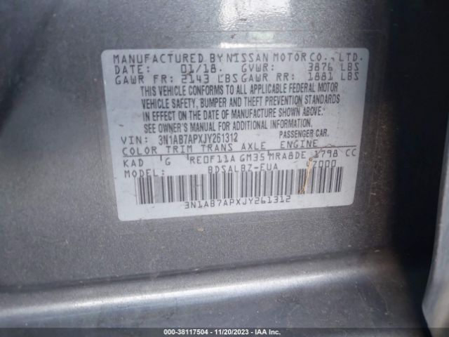 Photo 8 VIN: 3N1AB7APXJY261312 - NISSAN SENTRA 