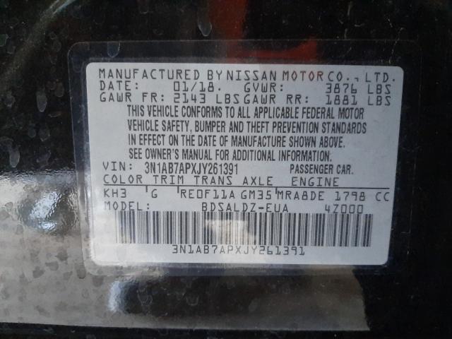 Photo 9 VIN: 3N1AB7APXJY261391 - NISSAN SENTRA S 