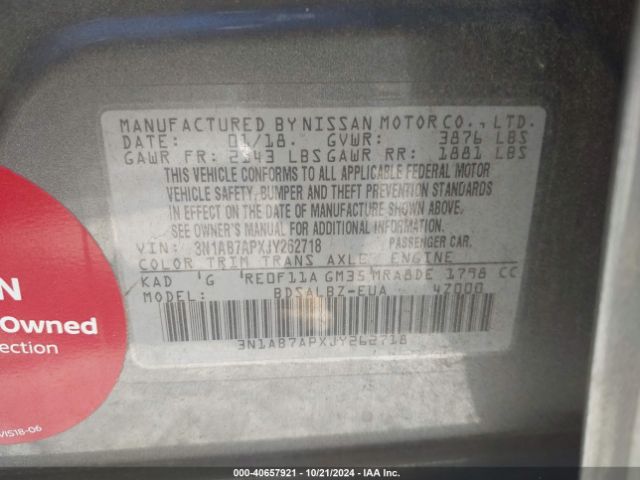 Photo 8 VIN: 3N1AB7APXJY262718 - NISSAN SENTRA 