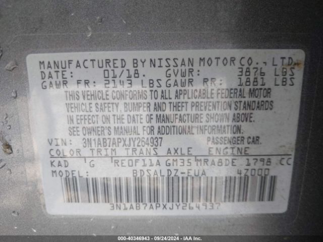 Photo 8 VIN: 3N1AB7APXJY264937 - NISSAN SENTRA 