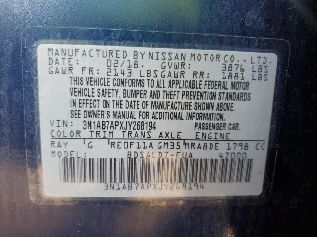 Photo 12 VIN: 3N1AB7APXJY268194 - NISSAN SENTRA S 