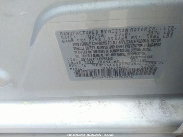 Photo 8 VIN: 3N1AB7APXJY268440 - NISSAN SENTRA 