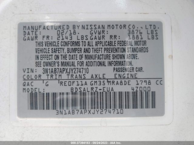 Photo 8 VIN: 3N1AB7APXJY274710 - NISSAN SENTRA 