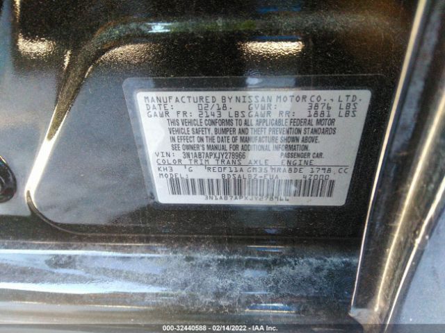 Photo 8 VIN: 3N1AB7APXJY278966 - NISSAN SENTRA 