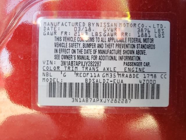 Photo 9 VIN: 3N1AB7APXJY282287 - NISSAN SENTRA S 