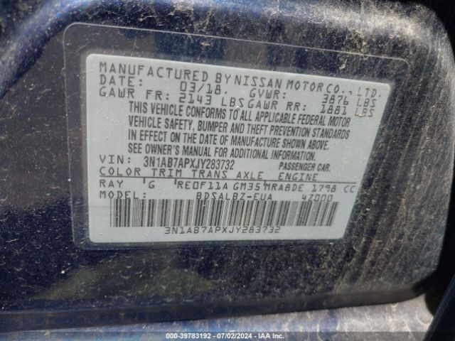 Photo 8 VIN: 3N1AB7APXJY283732 - NISSAN SENTRA 