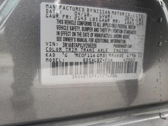 Photo 9 VIN: 3N1AB7APXJY296206 - NISSAN SENTRA S 