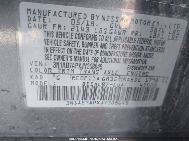 Photo 8 VIN: 3N1AB7APXJY308645 - NISSAN SENTRA 