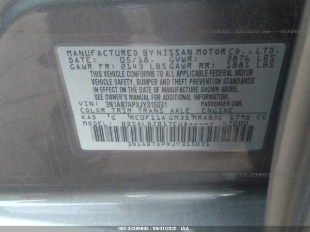 Photo 8 VIN: 3N1AB7APXJY315031 - NISSAN SENTRA 