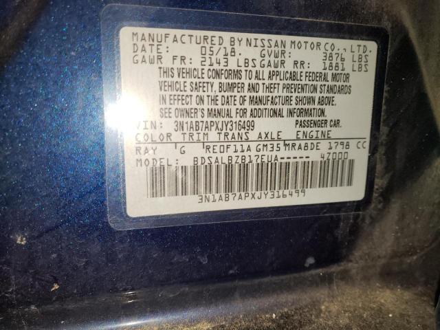 Photo 12 VIN: 3N1AB7APXJY316499 - NISSAN SENTRA 