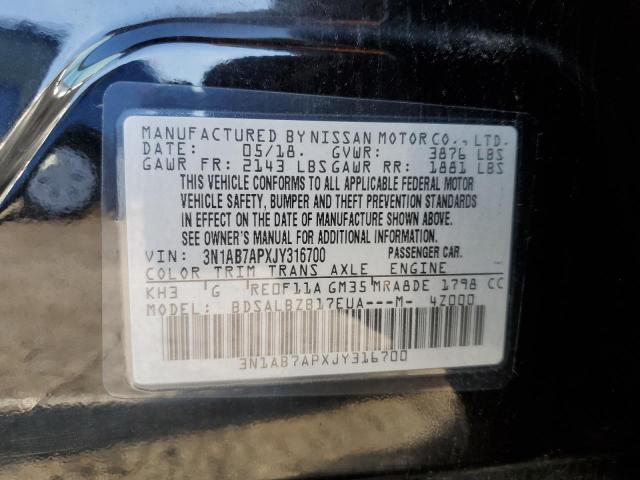 Photo 11 VIN: 3N1AB7APXJY316700 - NISSAN SENTRA S 