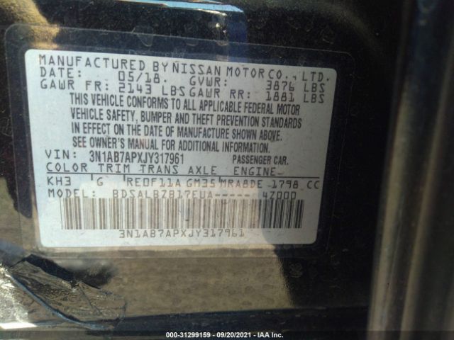 Photo 8 VIN: 3N1AB7APXJY317961 - NISSAN SENTRA 