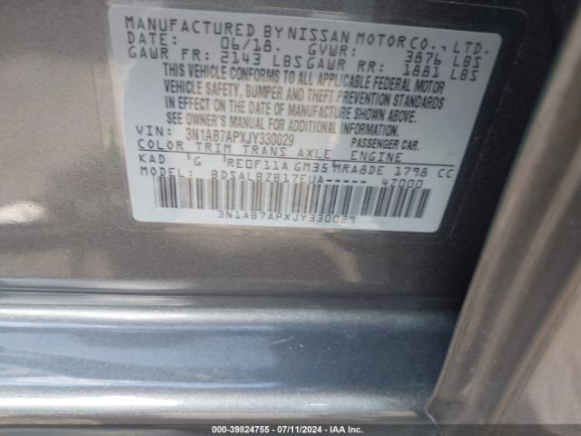 Photo 8 VIN: 3N1AB7APXJY330029 - NISSAN SENTRA 