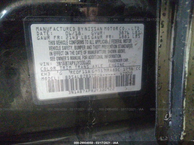 Photo 8 VIN: 3N1AB7APXJY330922 - NISSAN SENTRA 