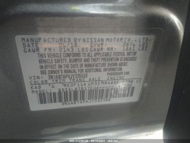 Photo 8 VIN: 3N1AB7APXJY335988 - NISSAN SENTRA 