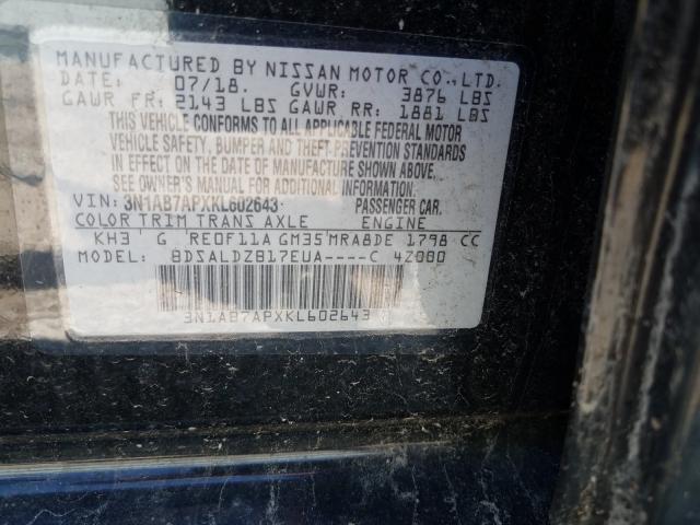 Photo 9 VIN: 3N1AB7APXKL602643 - NISSAN SENTRA S 