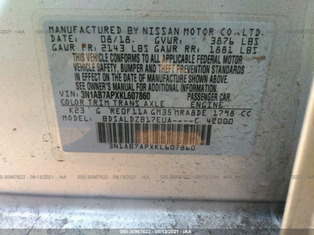 Photo 8 VIN: 3N1AB7APXKL607860 - NISSAN SENTRA 