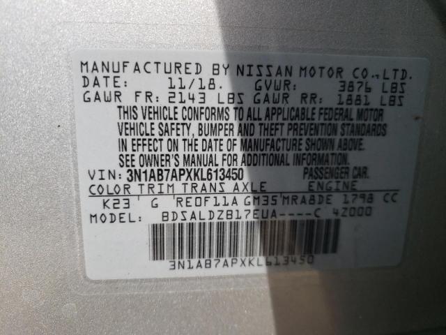 Photo 9 VIN: 3N1AB7APXKL613450 - NISSAN SENTRA S 