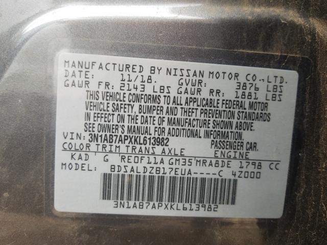 Photo 9 VIN: 3N1AB7APXKL613982 - NISSAN SENTRA 