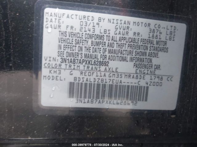 Photo 8 VIN: 3N1AB7APXKL628692 - NISSAN SENTRA 