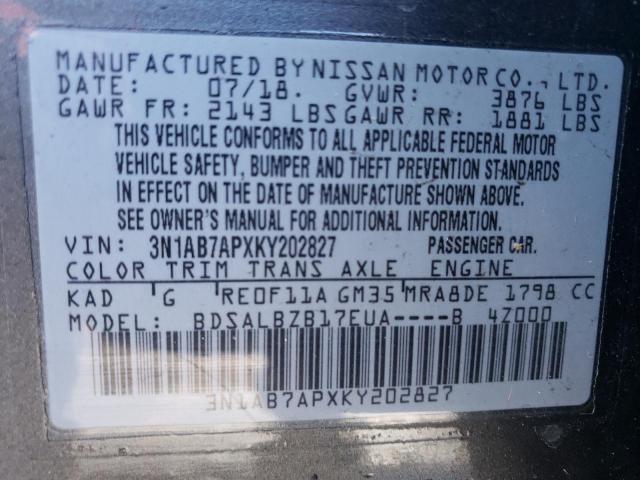 Photo 12 VIN: 3N1AB7APXKY202827 - NISSAN SENTRA 