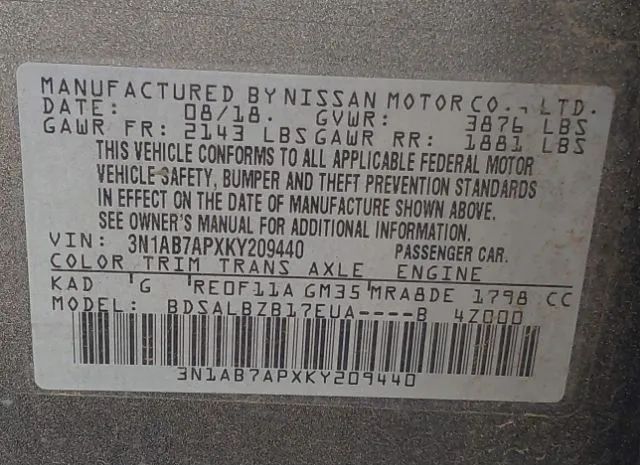 Photo 8 VIN: 3N1AB7APXKY209440 - NISSAN SENTRA 