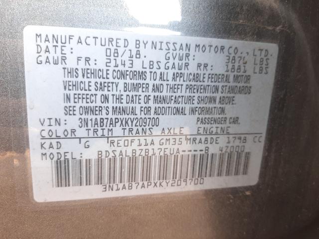 Photo 9 VIN: 3N1AB7APXKY209700 - NISSAN SENTRA S 