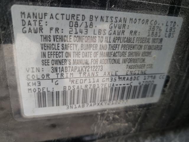 Photo 9 VIN: 3N1AB7APXKY212273 - NISSAN SENTRA S 