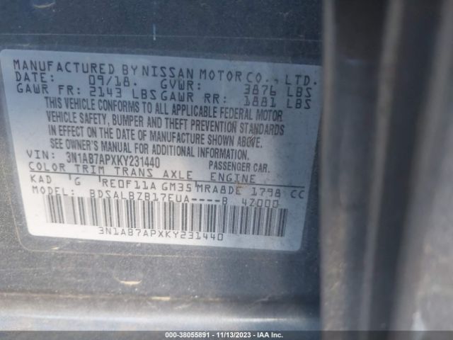 Photo 8 VIN: 3N1AB7APXKY231440 - NISSAN SENTRA 