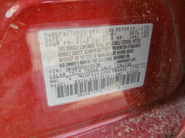 Photo 11 VIN: 3N1AB7APXKY237786 - NISSAN SENTRA 