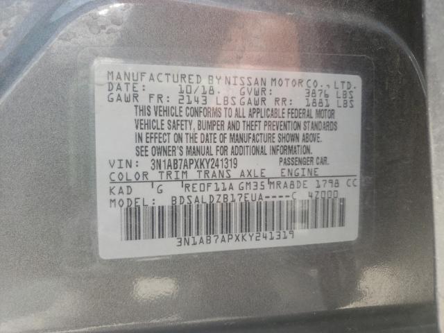 Photo 9 VIN: 3N1AB7APXKY241319 - NISSAN SENTRA S 