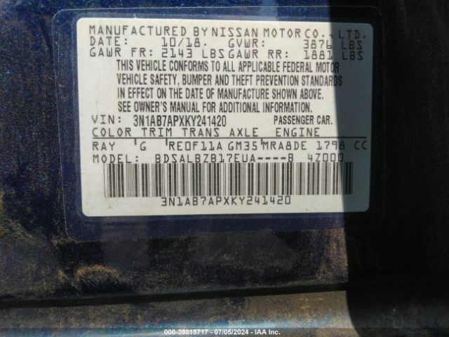 Photo 8 VIN: 3N1AB7APXKY241420 - NISSAN SENTRA 