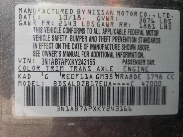 Photo 12 VIN: 3N1AB7APXKY243166 - NISSAN SENTRA 