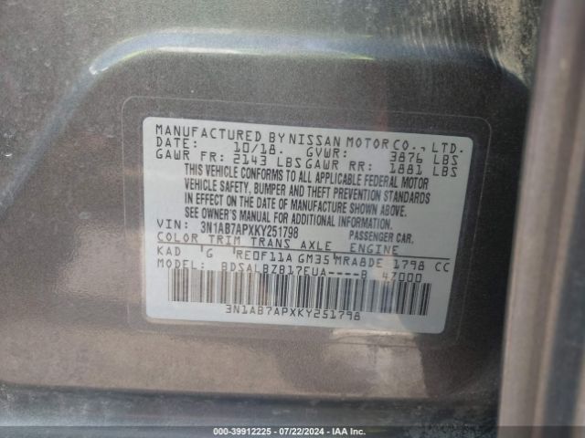 Photo 8 VIN: 3N1AB7APXKY251798 - NISSAN SENTRA 